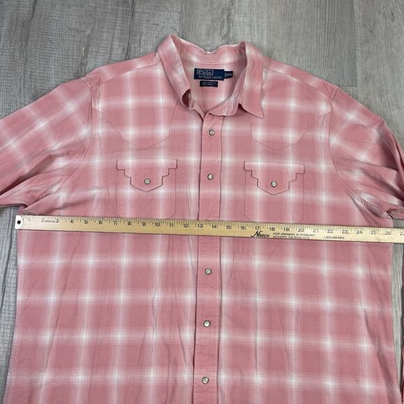 Vintage Polo Ralph Lauren Shadow Plaid Pearl Snap Western Shirt Wool RRL 2XL U - Picture 7 of 8